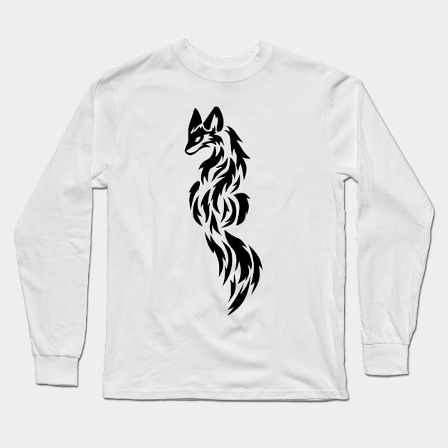 Fox Tribal Tattoo Long Sleeve T-Shirt by BiscuitSnack